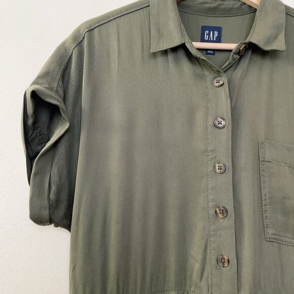Gap Womens 6 Short Sleeve Khaki Green Romper Utility Jumpsuit - Picture 6 of 15